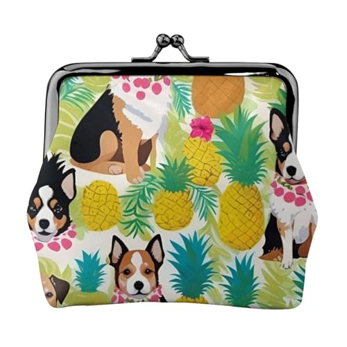 Vielseitige Münzbörse mit tropischem Blumen- und Corgi-Druck, exquisite Mini-Geldbörse, niedlicher Kleingeldbeutel für jeden Anlass von ADAhgu