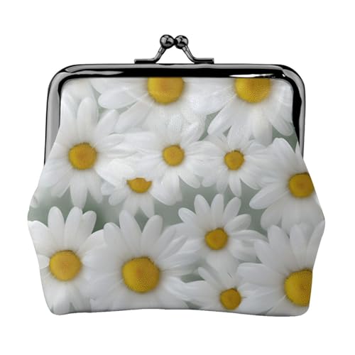 Vielseitige Münzbörse mit weißem Gänseblümchen-Aufdruck, exquisite Mini-Geldbörse, niedliche Kleingeldtasche für jeden Anlass von ADAhgu