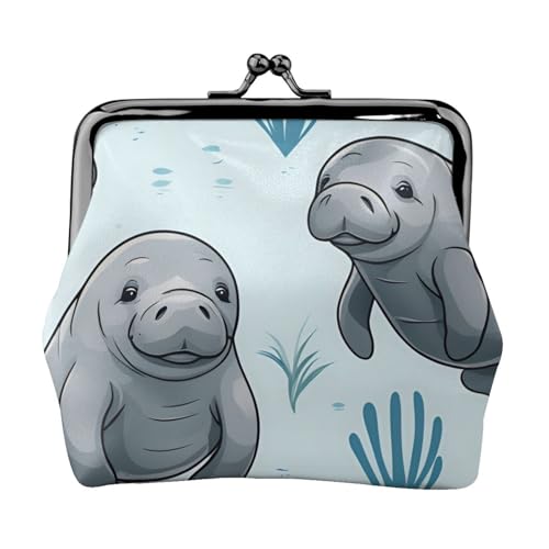 Vielseitige Münzgeldbörse mit Seekuh und Kalbs-Druck, exquisite Mini-Geldbörse, niedlicher Kleingeldbeutel für jeden Anlass von ADAhgu