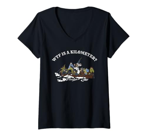 Damen WTF ist ein Kilometer George Washington Crossing the Delaware T-Shirt mit V-Ausschnitt von ADC American History Tees and More