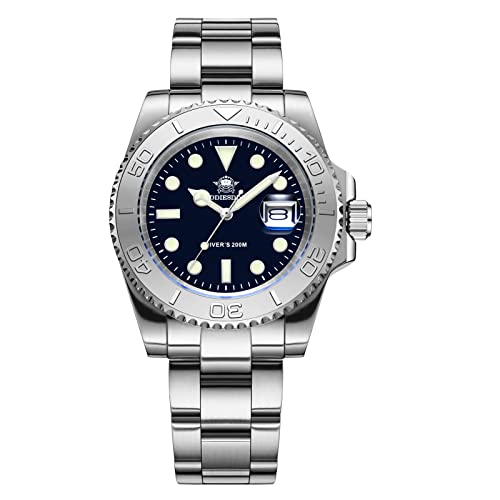 ADDIEDIVE 41 mm Taucher Quartz Uhren Herren schwarzes Zifferblatt wasserdicht 200m Edelstahlarmband Silber von ADDIESDIVE