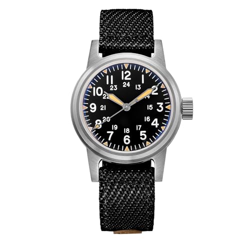 ADDIESDIVE 36mm Retro Herren Automatikuhr 200m wasserdicht NH35A Uhrwerk Militäruhr Outdoor Analoguhr C3 Super Luminova K1-Bubble-Spiegelglas Nylonarmband Taucheruhren AD2088 von ADDIESDIVE