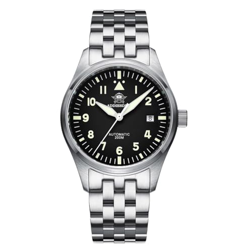 ADDIESDIVE Herren Automatikuhr Vintage 8215 Mechanisches Automatikwerk Saphirglas 200m wasserdicht Edelstahl Analoguhr AD2519 von ADDIESDIVE