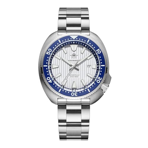 ADDIESDIVE Herren Taucheruh 200m wasserdicht Synthetische Saphir 3D-venezianisches Zifferblatt Keramiklünette leuchtendes Japanisches Quarzwerk Edelstahl Armband Uhr AD2507 von ADDIESDIVE
