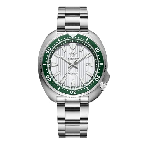 ADDIESDIVE Herren Taucheruh 200m wasserdicht Synthetische Saphir 3D-venezianisches Zifferblatt Keramiklünette leuchtendes Japanisches Quarzwerk Edelstahl Armband Uhr AD2507 von ADDIESDIVE