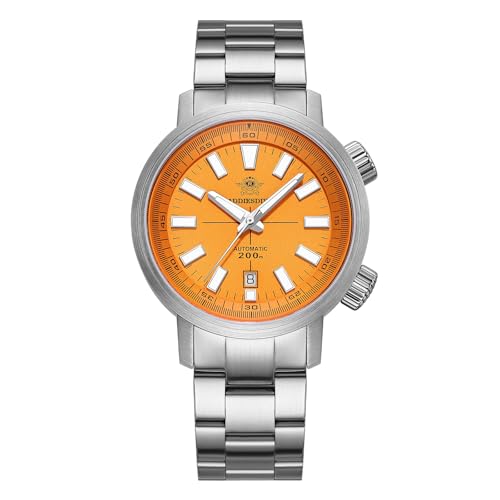 ADDIESDIVE Herrenuhr Automatik Innenring Orange Zifferblatt Synthetischer Saphir Leuchtend 200 m Taucheruhren von ADDIESDIVE