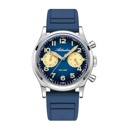 ADDIESDIVE Herrenuhr Chronograph 38mm Quarzwerk Japanisches VK64 Uhrwerk 100m wasserdicht BGW9/C3 Retro Luminous FluorKautschuk Armband Luxus Moderne Armbanduhr AD2516 von ADDIESDIVE