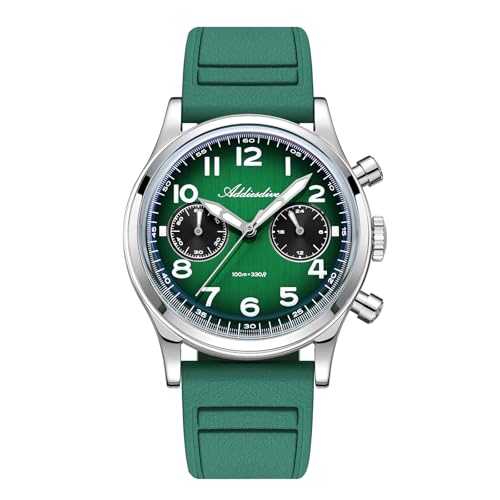 ADDIESDIVE Herrenuhr Chronograph 38mm Quarzwerk Japanisches VK64 Uhrwerk 100m wasserdicht BGW9/C3 Retro Luminous FluorKautschuk Armband Luxus Moderne Armbanduhr AD2516 von ADDIESDIVE