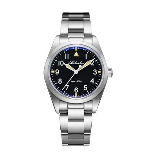 ADDIESDIVE Neu 2025 Herrenuhr Titanium mit Japanisches VH31 Sweep Sekunden Uhrwerk 100m wasserdicht Ultra-leicht 80g Titan Armband Quarzuhr AD2502 von ADDIESDIVE