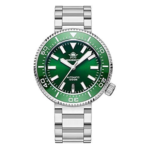 ADDIESDIVE taucheruhr Herren NH35A Automatik Automatikuhr 100bar wasserdicht Armbanduhren Mit Saphirglas Edelstahlarmband (Green) von ADDIESDIVE