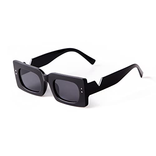 ADEWU Rechteckige Sonnenbrille, Retro Sonnenbrille Mode Schmale Brille mit UV Schutz für Damen Herren von ADEWU