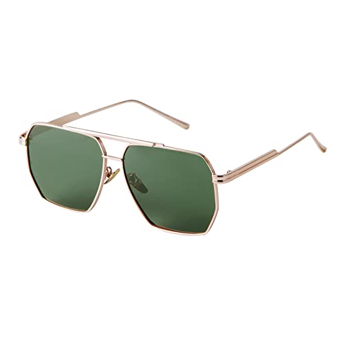 ADEWU Retro Übergroße Quadratische Polarisierte Sonnenbrille für Damen Herren Vintage Shades UV400 Klassische Große Metall Brille von ADEWU