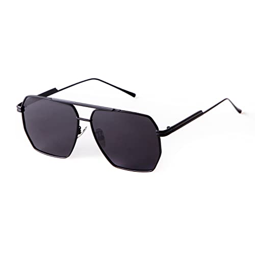 ADEWU Retro Übergroße Quadratische Polarisierte Sonnenbrille für Damen Herren Vintage Shades UV400 Klassische Große Metall Brille von ADEWU