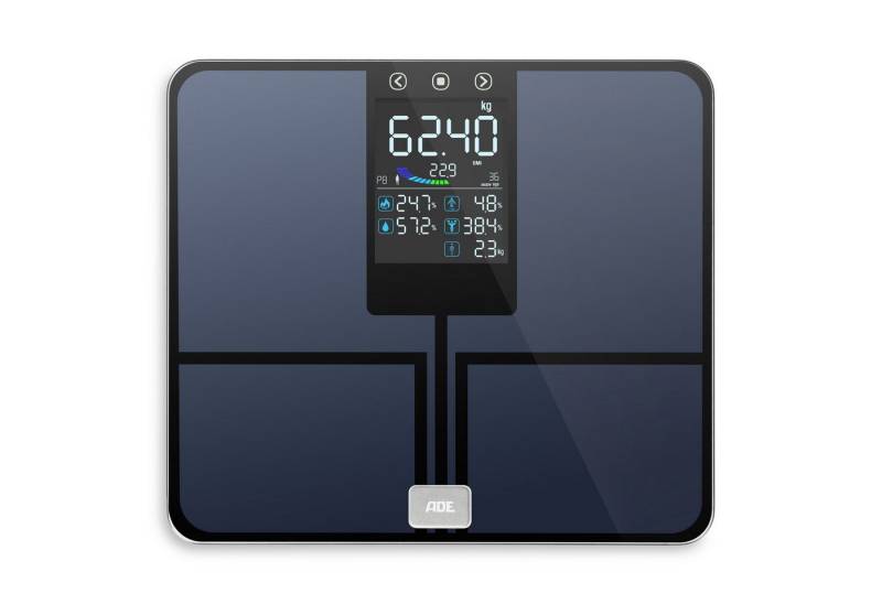ADE Körper-Analyse-Waage mit großem "Auf-einen-Blick"-Farbdisplay, 8 Speicherplätze, Nutzererkennung, ohne App, bis 200 kg von ADE