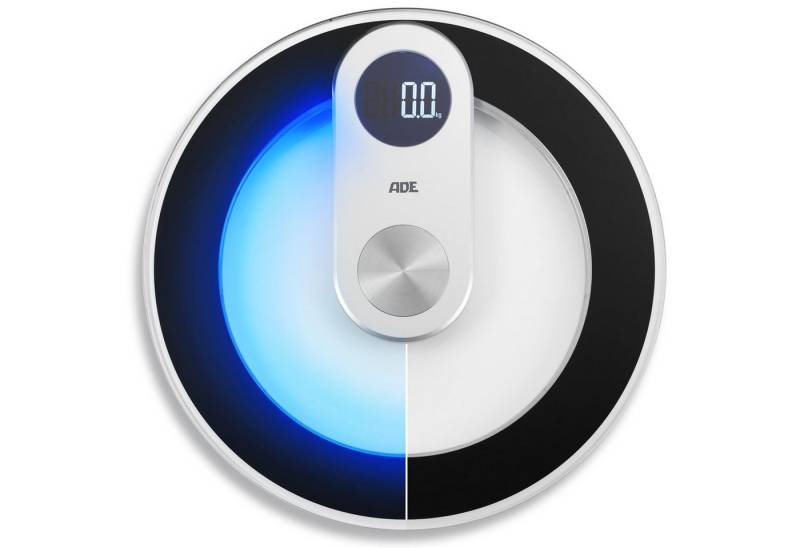 ADE Personenwaage Stylische runde Badezimmerwaage, Körperwaage mit blauer LED-Bodenbeleuchtung, Tragkraft bis 180kg ADE Personenwaage Stylische runde Badezimmerwaage, Körperwaage mit blauer LED-Bodenbeleuchtung, Tragkraft bis 180kg von ADE