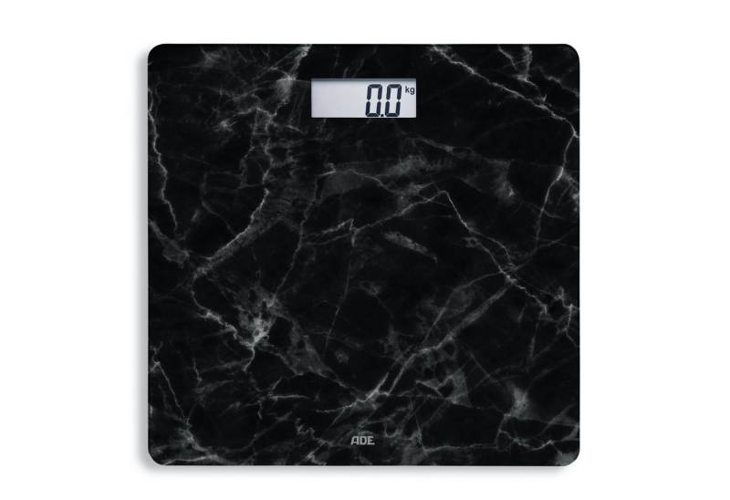 ADE Personenwaage Digitale Körperwaage mit großem Display, Wiegefläche aus Sicherheitsglas, auffällige Marmoroptik, bis 180kg von ADE