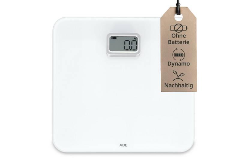 ADE Personenwaage Digitale Körperwaage ohne Batterien, mit Dynamo, umweltschonende batterielose Waage, bis 150 kg ADE Personenwaage Digitale Körperwaage ohne Batterien, mit Dynamo, umweltschonende batterielose Waage, bis 150 kg von ADE