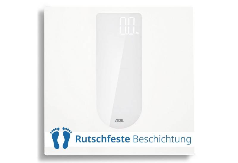 ADE Personenwaage Digitale Körperwaage, rutschfeste Oberfläche, mit Sicherheitsglas, Magic-LED-Display & Tragkraft von 180kg, schwarz von ADE