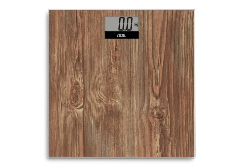ADE Personenwaage digital, Körperwaage in gemütlicher Holzoptik, rutschhemmende Wiegefläche aus Sicherheitsglas, LCD-Display, bis 180kg ADE Personenwaage digital, Körperwaage in gemütlicher Holzoptik, rutschhemmende Wiegefläche aus Sicherheitsglas, LCD-Display, bis 180kg von ADE