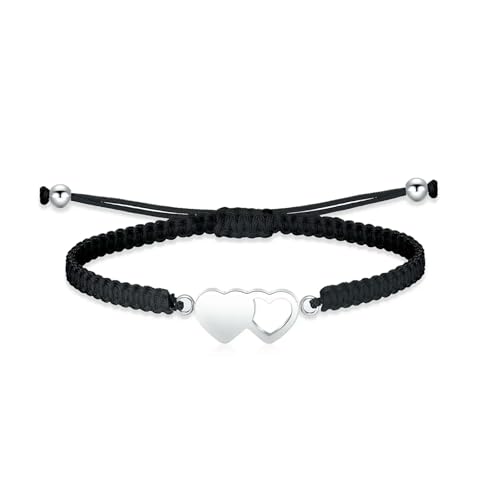ADENLA Doppeltes Herz Einäscherung Armband für Frauen Männer Edelstahl Asche Anhänger Geflochtenes Seil Memorial Asche Schmuck Andenken Armband-schwarz von ADENLA