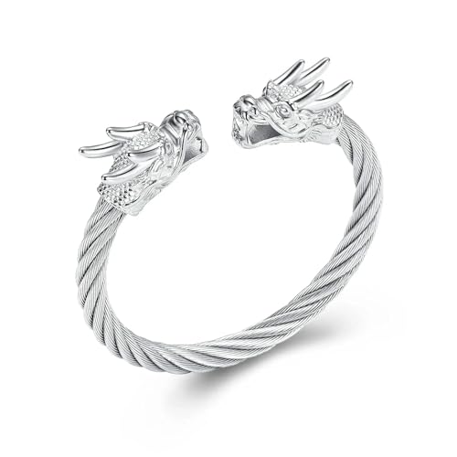 ADENLA Einäscherung Schmuck Drache Urne Armband für Asche für Männer Edelstahl Esche Armband Verstellbares Andenken Memorial Armband-Stahl-65mm von ADENLA