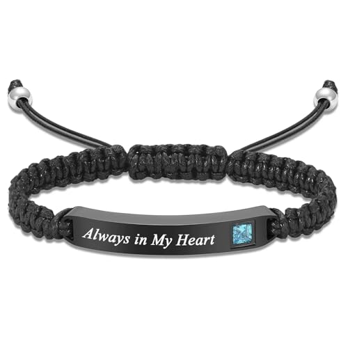 ADENLA Einäscherung Schmuck Geflochtenes verstellbares Urnenarmband für Asche für Männer Frauen Memorial Human Pet Asche Andenken Anhänger Armband-schwarz-blau von ADENLA