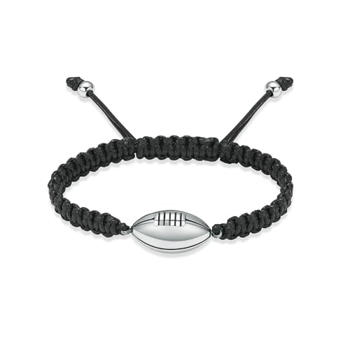 ADENLA Einäscherung Schmuck Rugby Urne Armband für Asche Edelstahl Asche Anhänger Verstellbares Andenken Memorial Armband für Frauen Männer-Stahl von ADENLA