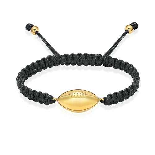 ADENLA Einäscherung Schmuck Rugby Urne Armband für Asche Edelstahl Asche Anhänger Verstellbares Andenken Memorial Armband für Frauen Männer-gold von ADENLA
