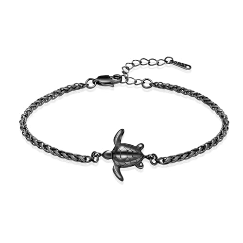 ADENLA Feuerbestattung Schmuck Schildkröte Urne Armband für Asche für Frauen Männer Asche Armband Edelstahl Andenken Memorial Haustier Asche Schmuck-schwarz von ADENLA