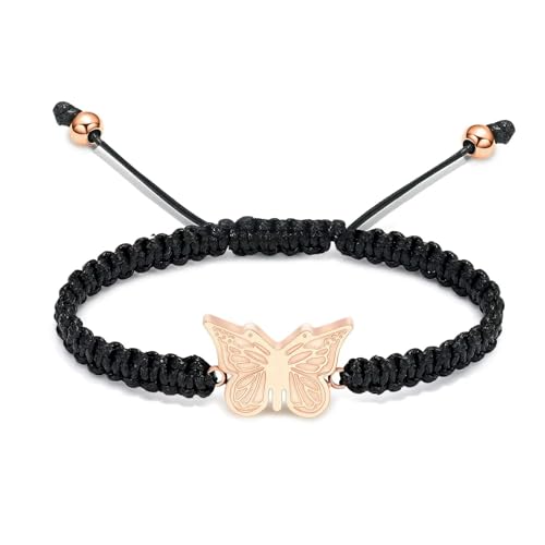 ADENLA Feuerbestattung Schmuck Schmetterling Urne Armband für Asche Edelstahl Asche Anhänger Verstellbares Andenken Memorial Armband für Frauen-Rose von ADENLA
