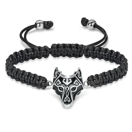 ADENLA Feuerbestattung Schmuck Urne Armband für Esche Edelstahl Memorial Verstellbares geflochtenes Seil Esche Andenken Armband für Männer-Stahl von ADENLA