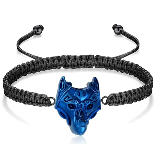 ADENLA Feuerbestattung Schmuck Urne Armband für Esche Edelstahl Memorial Verstellbares geflochtenes Seil Esche Andenken Armband für Männer-blau von ADENLA