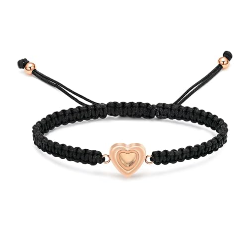 ADENLA Glas Herz Urne Armband für Asche Verstellbare Einäscherung Armband Edelstahl Andenken Memorial Asche Schmuck für Frauen Männer-Rose von ADENLA