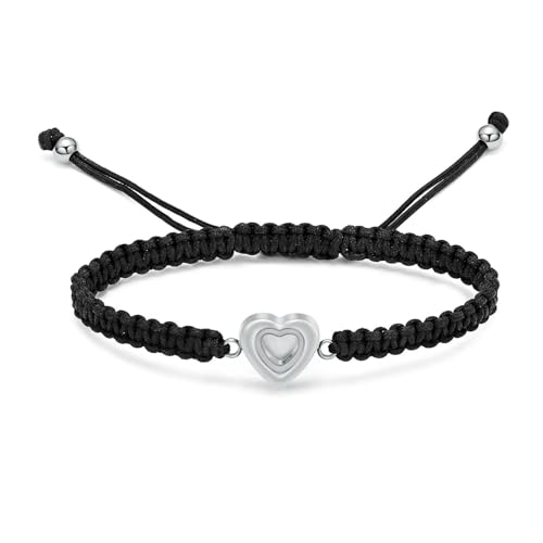 ADENLA Glas Herz Urne Armband für Asche Verstellbare Einäscherung Armband Edelstahl Andenken Memorial Asche Schmuck für Frauen Männer-Stahl von ADENLA