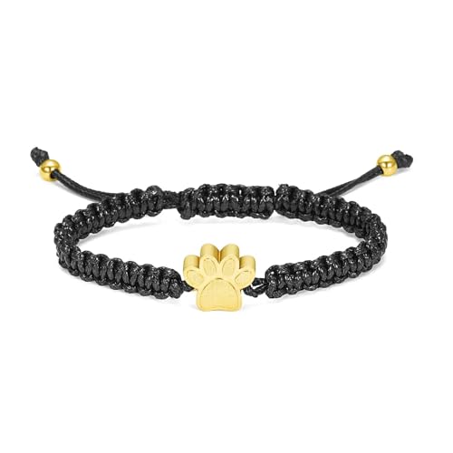 ADENLA Haustier Urne Armband für Asche Pfote Abdruck Einäscherung Schmuck Edelstahl Andenken Memorial Haustier Hund Katze Asche Armband für Männer Frauen-gold von ADENLA