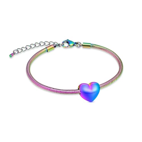 ADENLA Herz Urne Armband für Asche Edelstahl Einäscherung Schmuck Denkmal Menschliche Asche Andenken Einäscherung Armband für Frauen Männer-Bunt von ADENLA