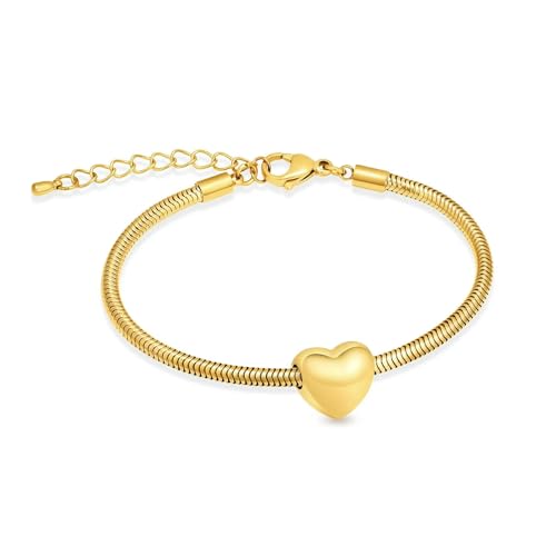 ADENLA Herz Urne Armband für Asche Edelstahl Einäscherung Schmuck Memorial Menschliche Asche Andenken Einäscherung Armband für Frauen Männer-gold von ADENLA