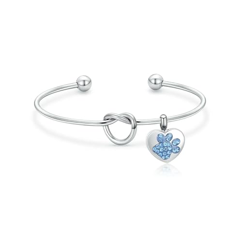 ADENLA Herz Urne Armband für Asche Kristall Pfote Abdruck Einäscherung Schmuck Edelstahl Andenken Memorial Asche Armband für Frauen Männer-blau von ADENLA