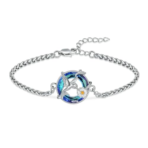 ADENLA Kristall Urne Armband für Asche Einäscherung Schmuck Edelstahl Verstellbares Memorial Andenken Armband für Frauen Herren-stahl-blau von ADENLA