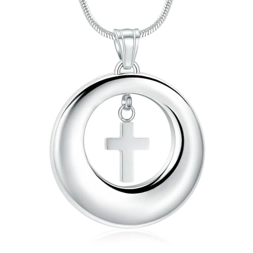 ADENLA Pfoten-Einäscherungsschmuck, Urnen-Halskette für Asche, Kreis des Lebens, Kreuz, Andenken-Anhänger für Frauen und Männer von ADENLA