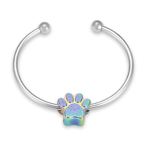 ADENLA Pfotenabdruck Urne Armband für Asche Einäscherung Schmuck für Asche Edelstahl Andenken Memorial Haustier Asche Armband für Frauen Männer-1 von ADENLA