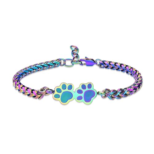 ADENLA Urne Armband für Asche Doppelpfote Abdruck Einäscherung Schmuck für Männer Frauen Andenken Denkmal Mensch Haustier Katze Hund Asche Armband-Bunt von ADENLA