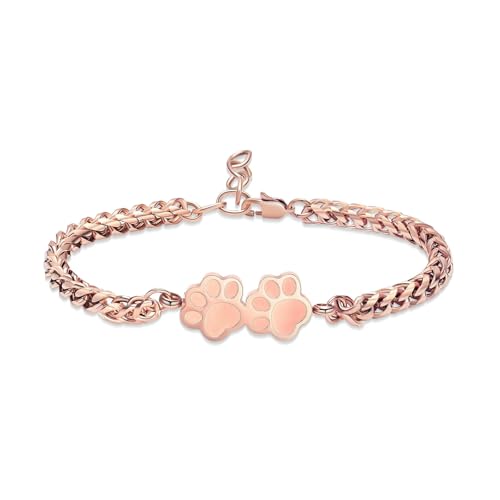 ADENLA Urne Armband für Asche Doppelpfote Abdruck Einäscherung Schmuck für Männer Frauen Andenken Memorial Mensch Haustier Katze Hund Asche Armband-Rose von ADENLA