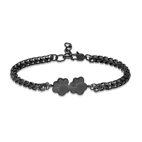 ADENLA Urne Armband für Asche Doppelpfote Abdruck Einäscherung Schmuck für Männer Frauen Andenken Memorial Mensch Haustier Katze Hund Asche Armband-schwarz von ADENLA
