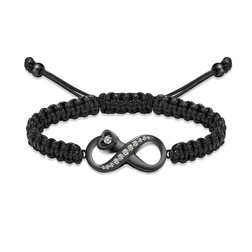 ADENLA Urne Armband für Asche Einäscherung Schmuck Kristall Edelstahl Memorial Liebe Andenken Armband für Männer Frauen-schwarz von ADENLA