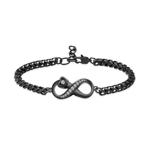 ADENLA Urne Armband für Asche Kleines Herz Einäscherung Schmuck Kristall Memorial Verstellbare Andenken Urne Esche Armband für Männer Frauen-schwarz von ADENLA