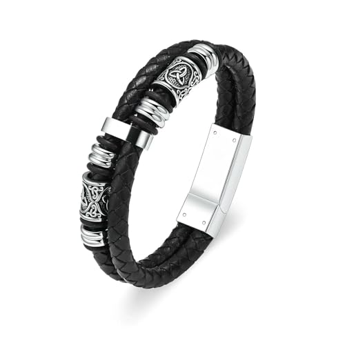 ADENLA Urne Armband für Asche Knoten Einäscherung Schmuck Edelstahl Memorial Andenken Leder Weben Asche Armband für Männer-Stahl-24cm von ADENLA