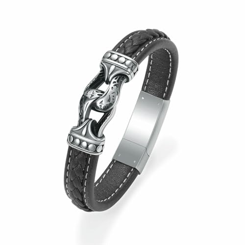 ADENLA Urne Armband für Asche PU Leder Einäscherung Schmuck Edelstahl Andenken Memorial Schmuck Asche Armband für Männer Frauen-Stahl-24cm von ADENLA