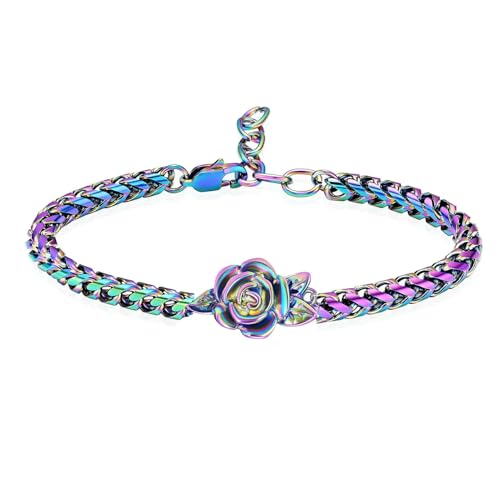ADENLA Urne Armband für Asche Rosenblüte Einäscherung Schmuck für Frauen Männer Edelstahl Verstellbares Andenken Memorial Armband Schmuck-Bunt von ADENLA