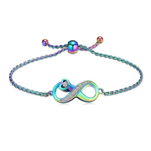 ADENLA Urnenarmband für Asche Herz Einäscherung Armband Verstellbares Edelstahl Andenken Memorial Asche Armband für Frauen Männer-Bunt von ADENLA